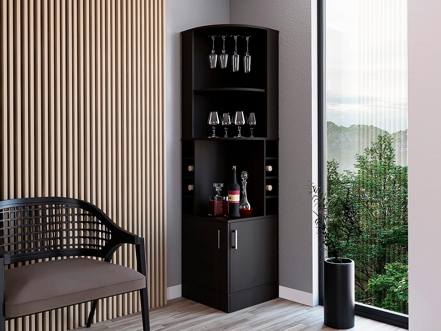 Corner Bar Cabinet with 2 Shel - Home Bar Shelves ulasan dan harga