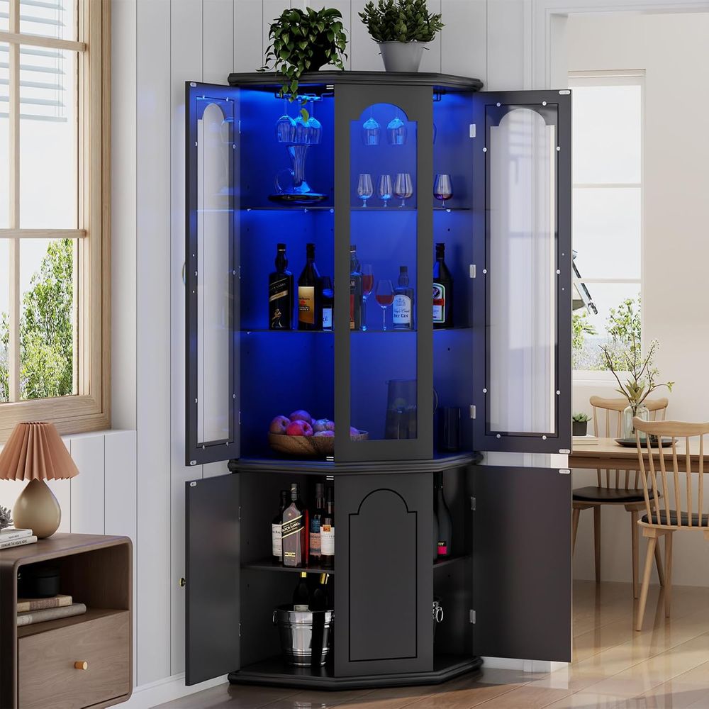 Illuminated Bar Cabinet with T - Home Bar Shelves ulasan dan harga