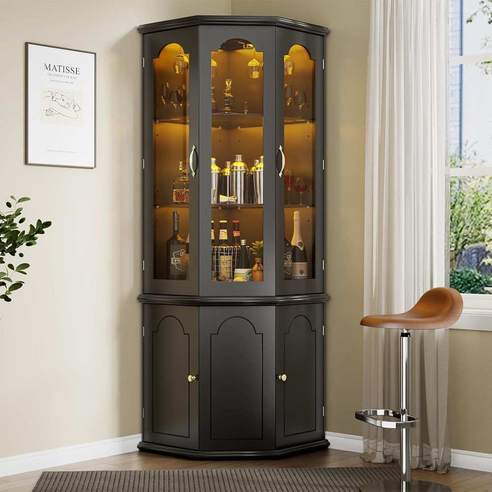 Illuminated Bar Cabinet with T - Home Bar Shelves ulasan dan harga